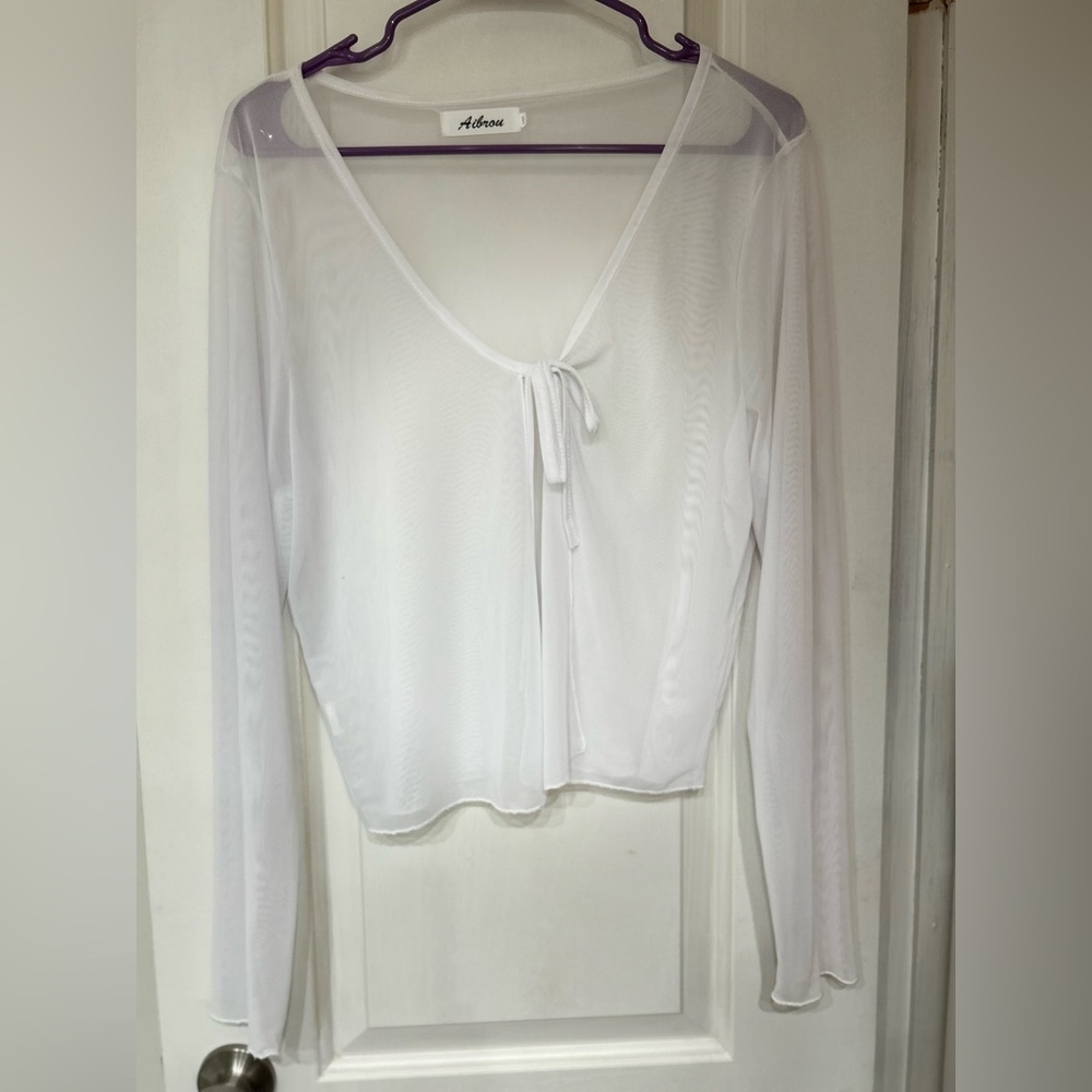 aibrou sheer bed jacket or over wrap white tie front size XXL 30%off w ♥️